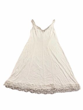 60s/70s European Vintage Palmers Embroidered Lace Trim Slip Dress (Ivory) Size S